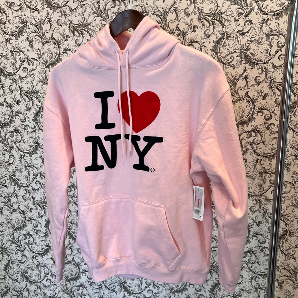 I Love NY pink hoodie, size M, New (NWT)